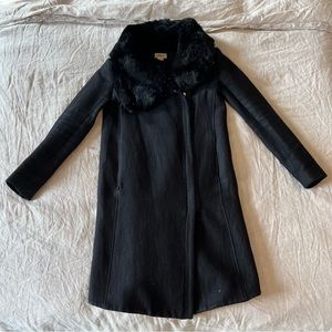 Helmut Lang Black Mantle Fur Coat M / S
